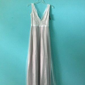 New with tags - White/Champagne Formal Gown - side zipper - small